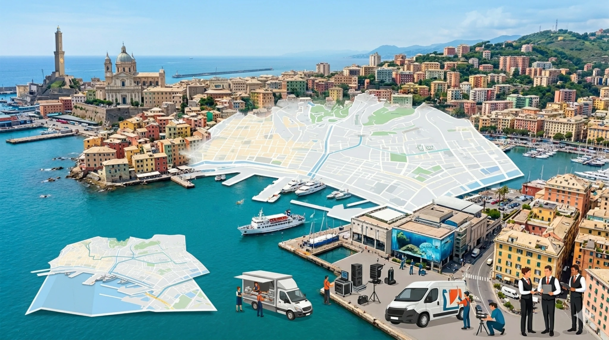 Mappa dei fornitori eventi a Genova con servizi logistici e location per organizzazione eventi sul territorio - The Events Hub
